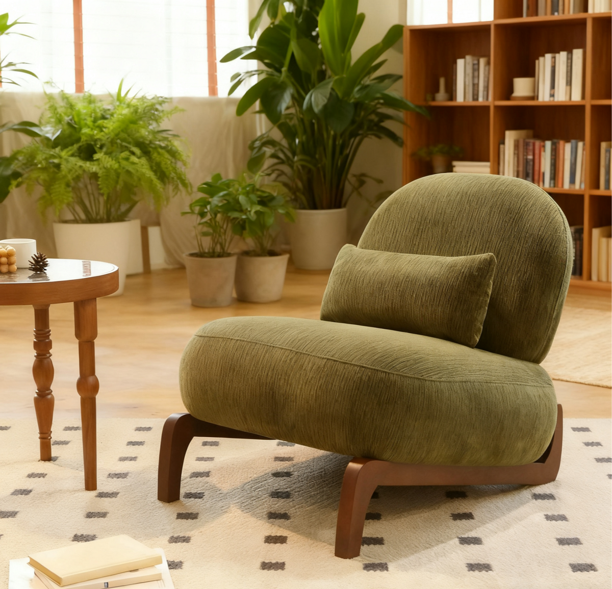 Green Velvet Accent Chair, 34.2 in Wide