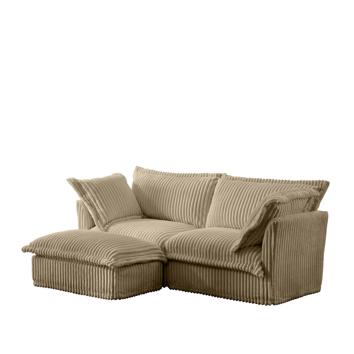 Fluffy 2-Seat Chenille Sofa – Camel with Ottoman, Washable – Two ...