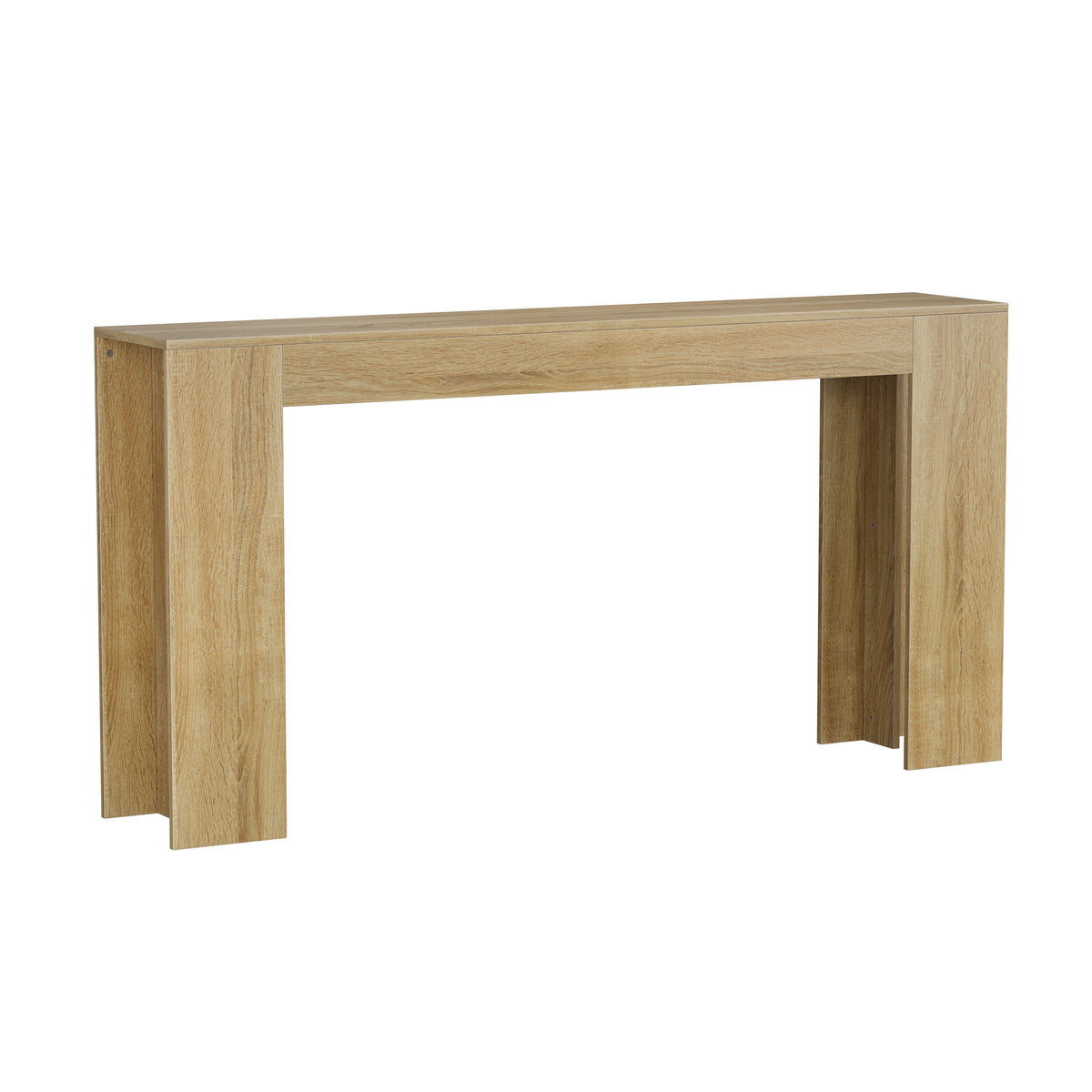 Oak Entryway Console Table with Storage, 63 in Wide, Farmhouse