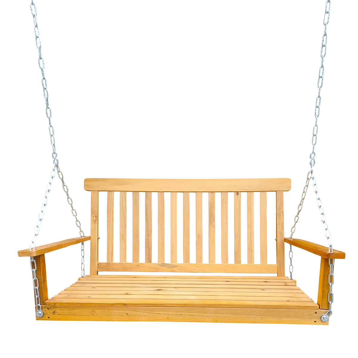 Teak Finish Solid Wood Porch Swing