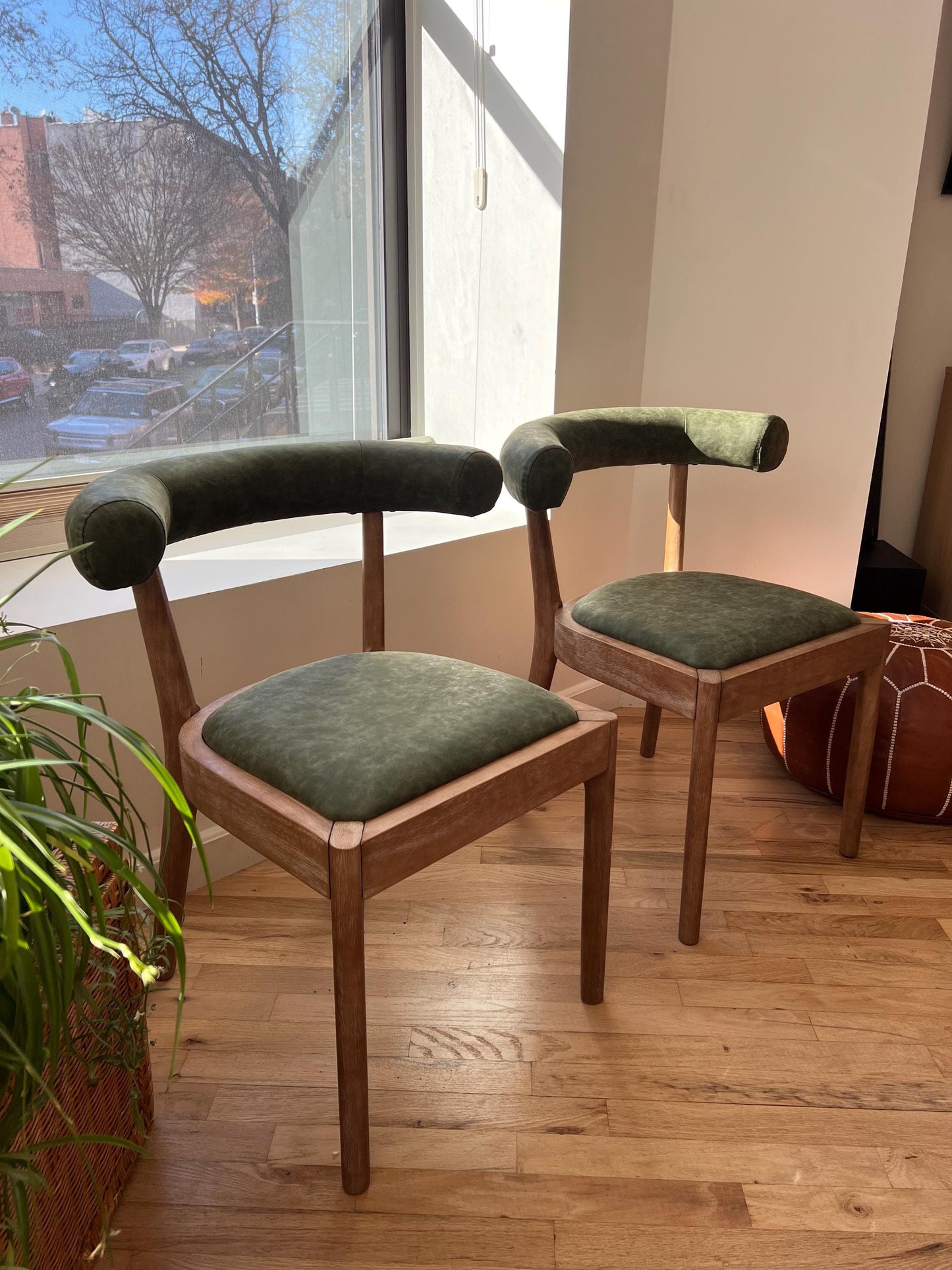 Solid Wood & Vegan Leather Dining Chair Set of 2