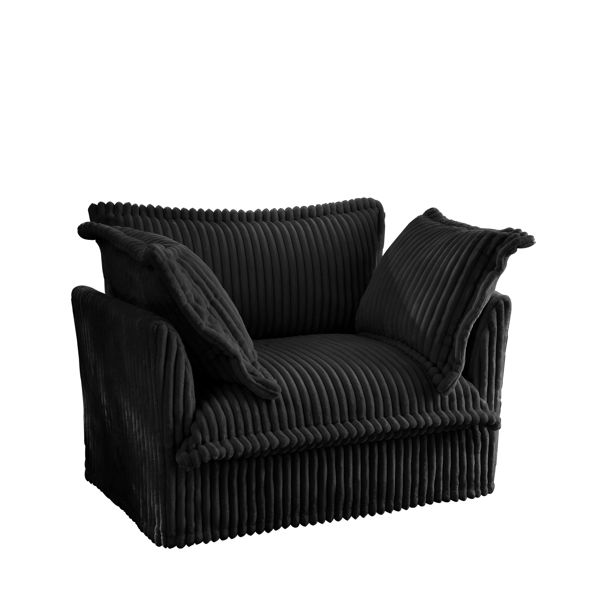 Fluffy Lounge Chair in Corduroy Black #Fabric_Corduroy Black