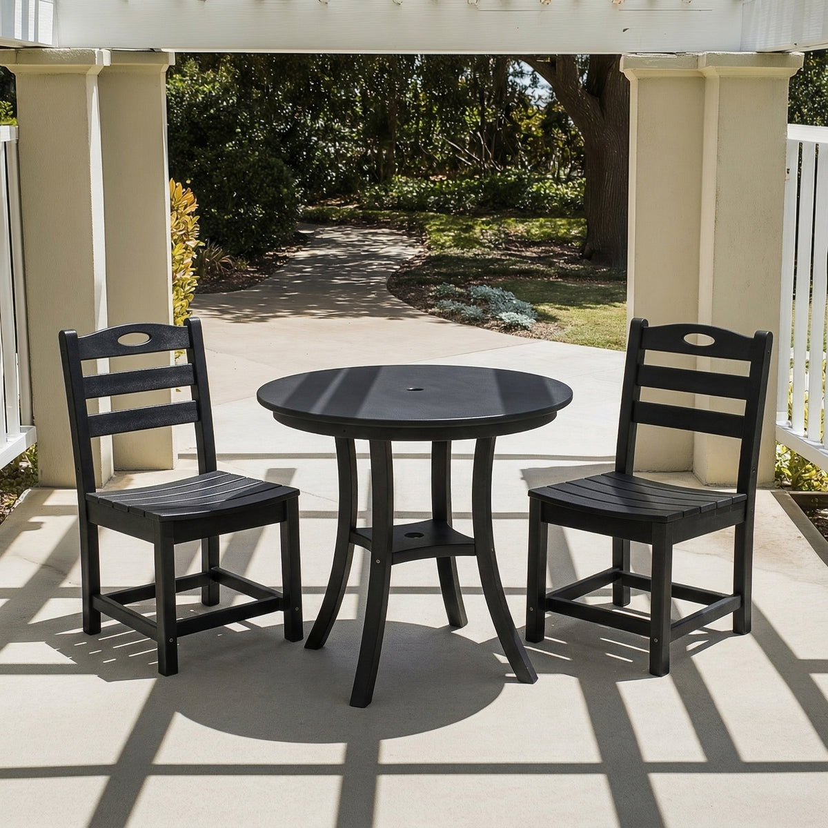 Black HDPE 3-Piece Bistro Set for 2