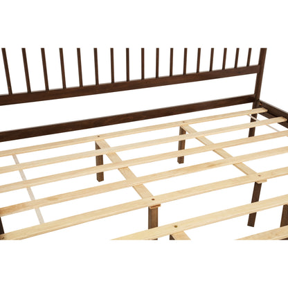 Angled close-up of slat support and center leg system