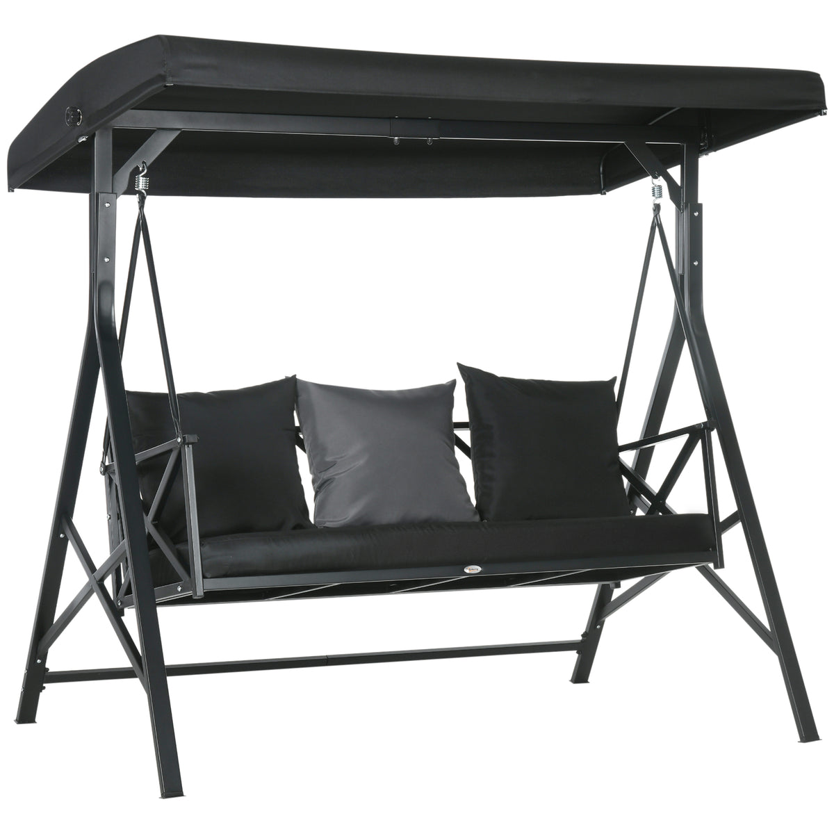 Black Metal Porch Swing with Canopy