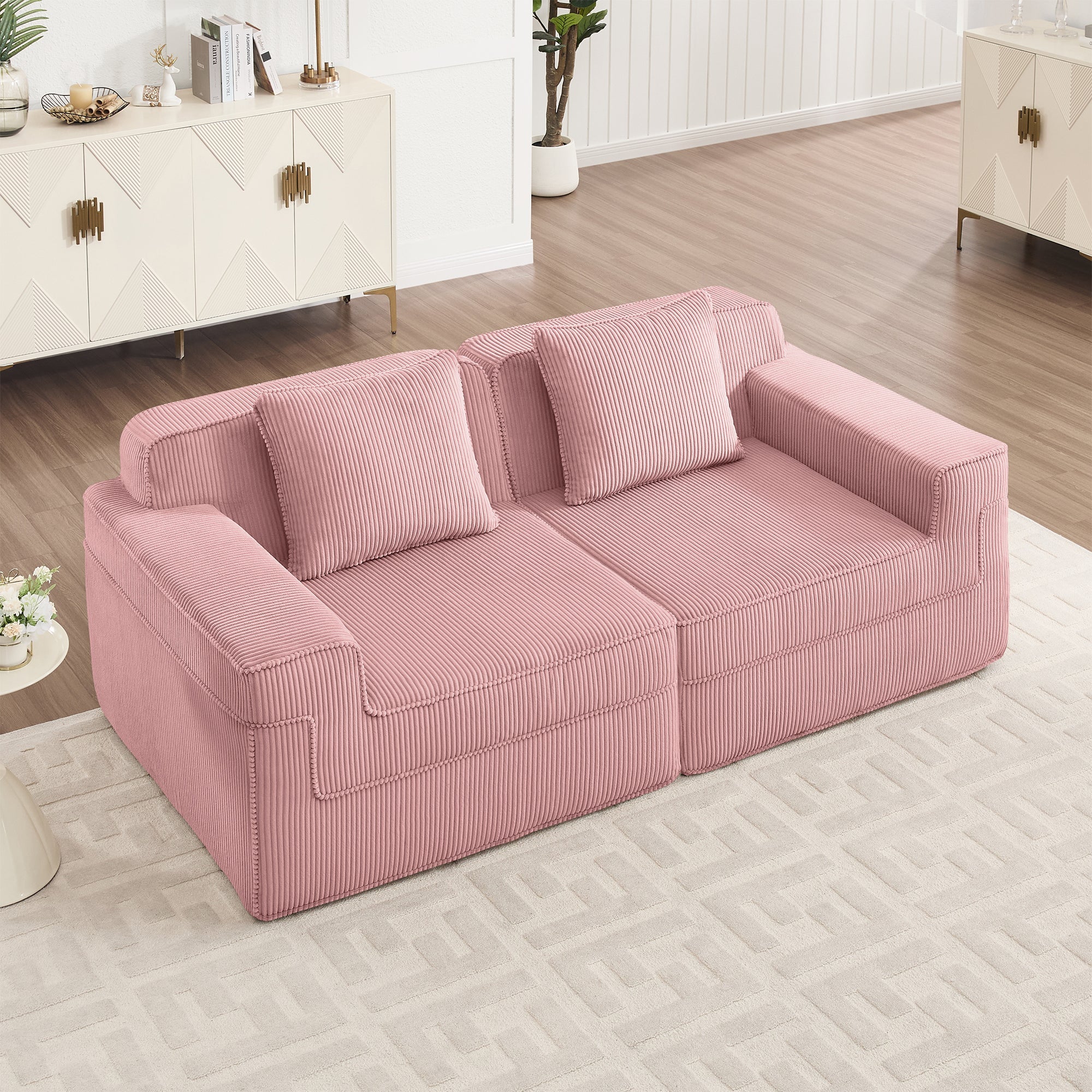 Hudson 2-Seat Boneless Couch in Pink #OttOnly_0 #Color_Pink