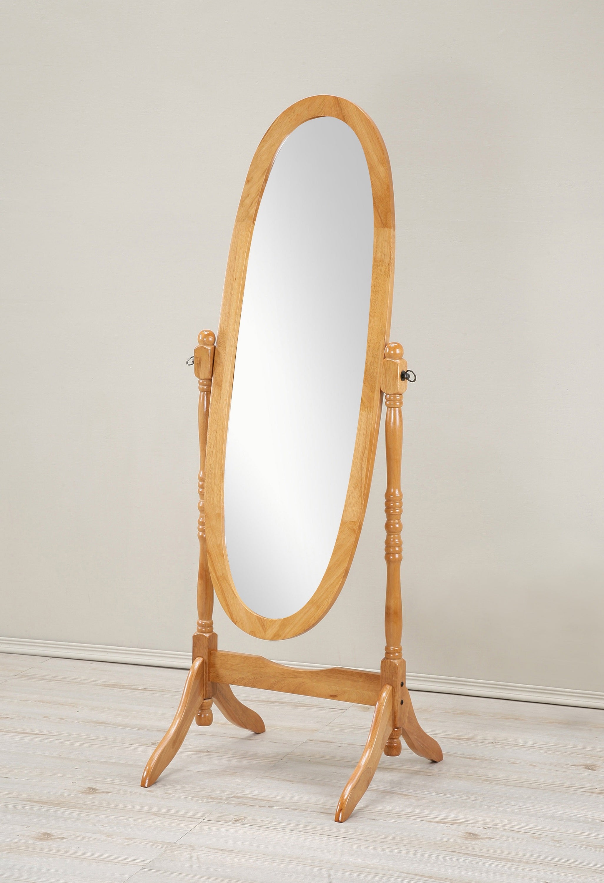 Oak Cheval Mirror, Freestanding Oval Floor Mirror