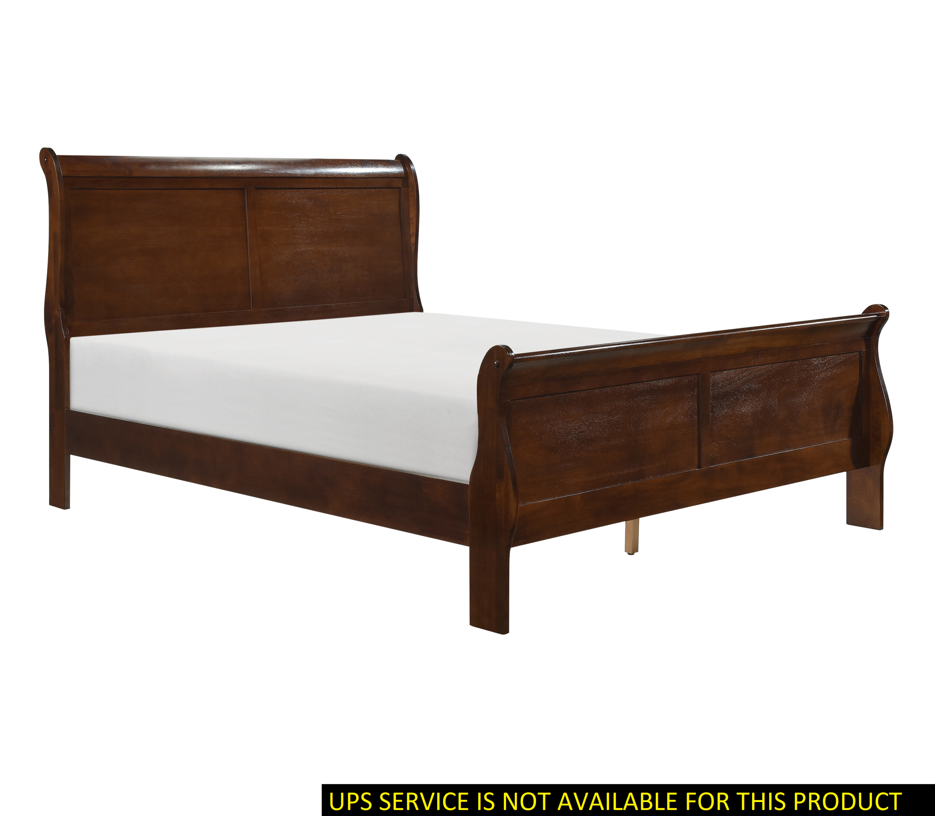 Queen Sleigh Bed Frame, Brown Cherry Finish