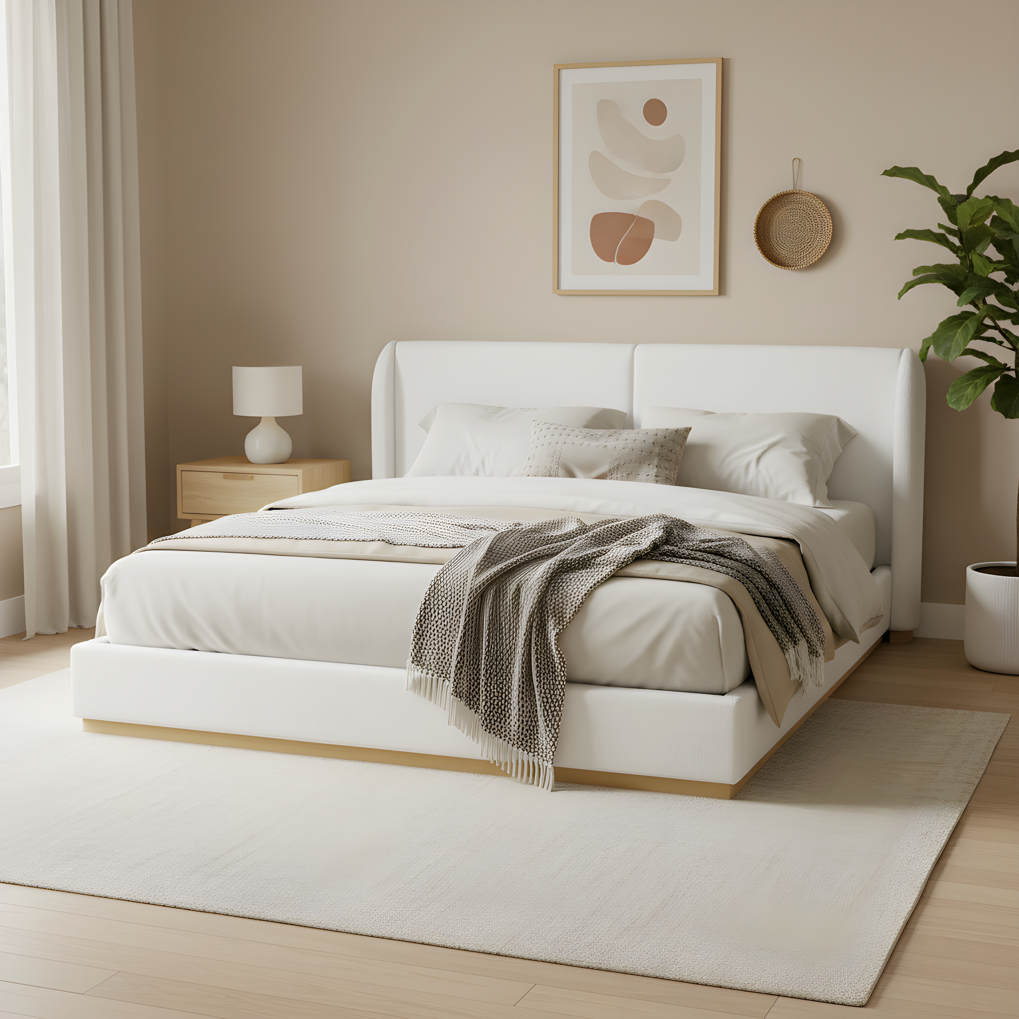 Diagram of king bed frame showing 87.4 by 86.2 by 37.8 inch dimensions