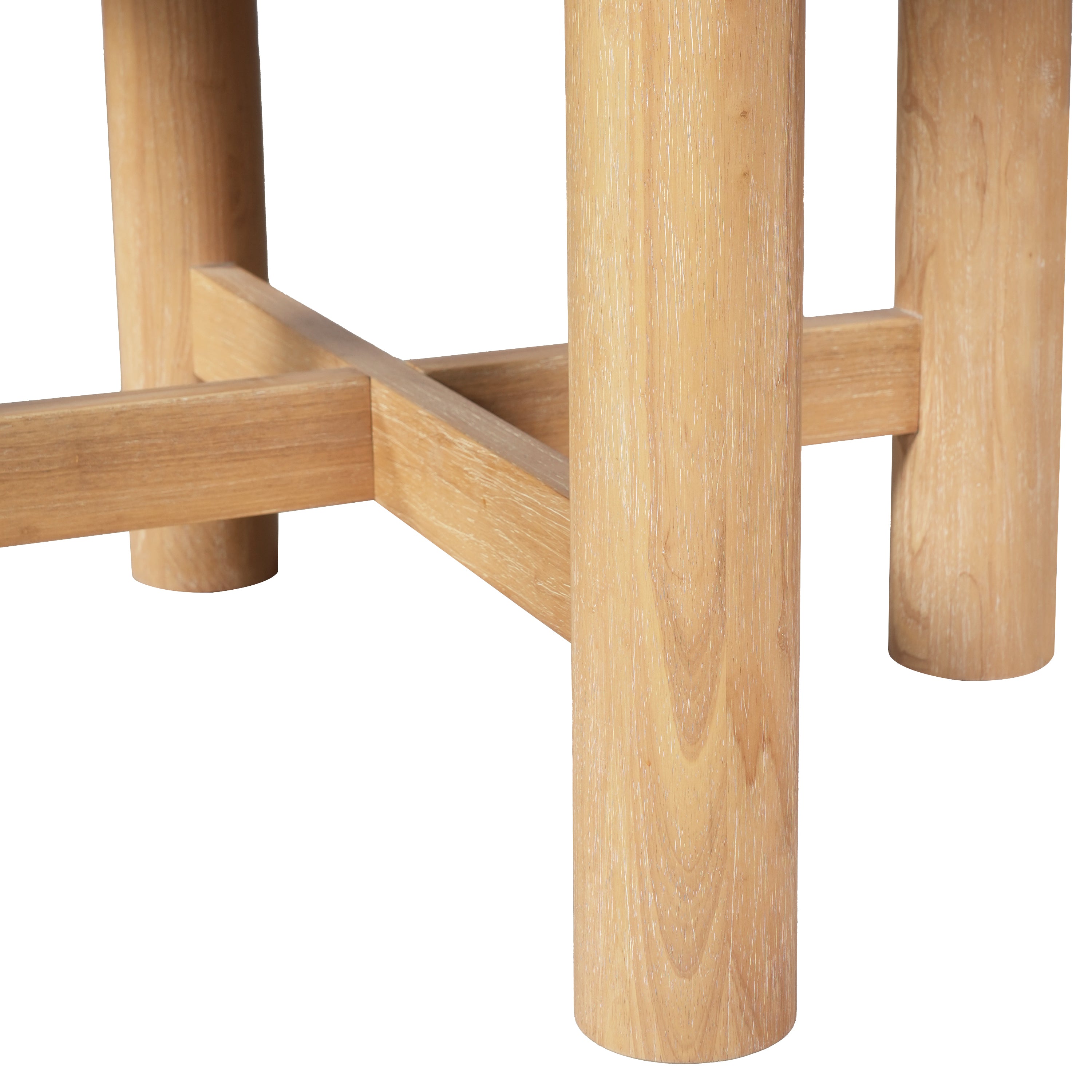 Front studio elevation of the closed round oak-veneer table