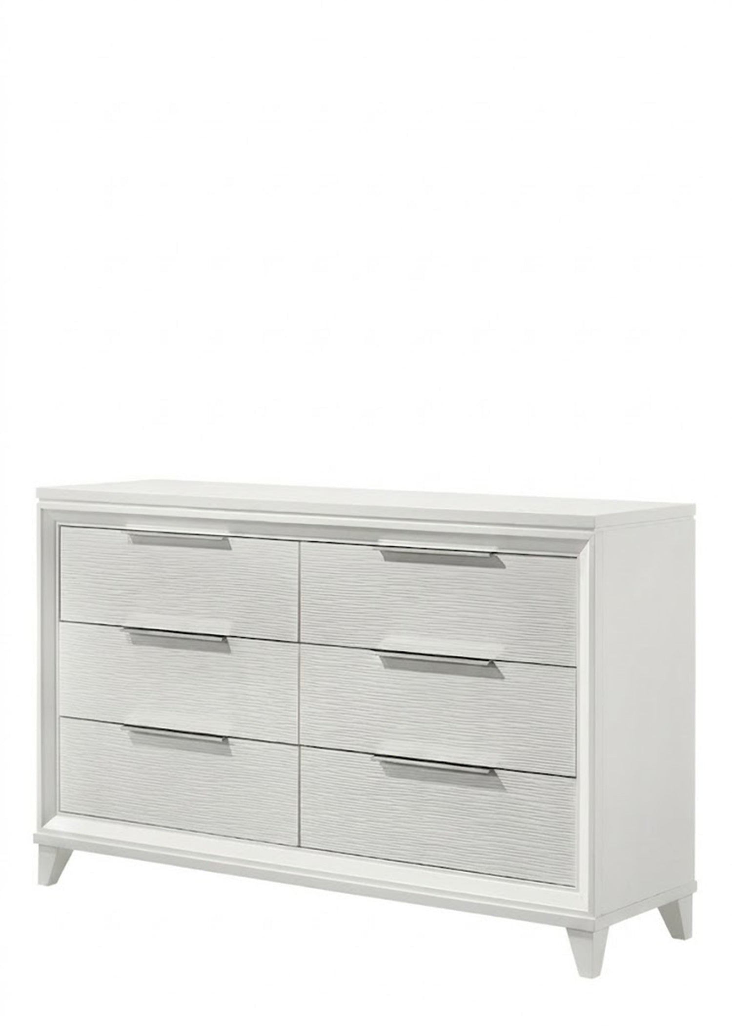 6-Drawer White Dresser with Tapered Legs