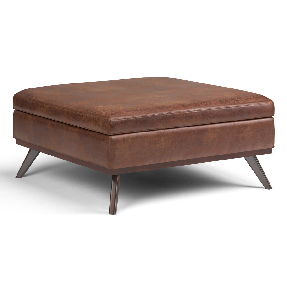 Dark Brown Square Coffee Table with Storage, 40 in, Saddle Brown