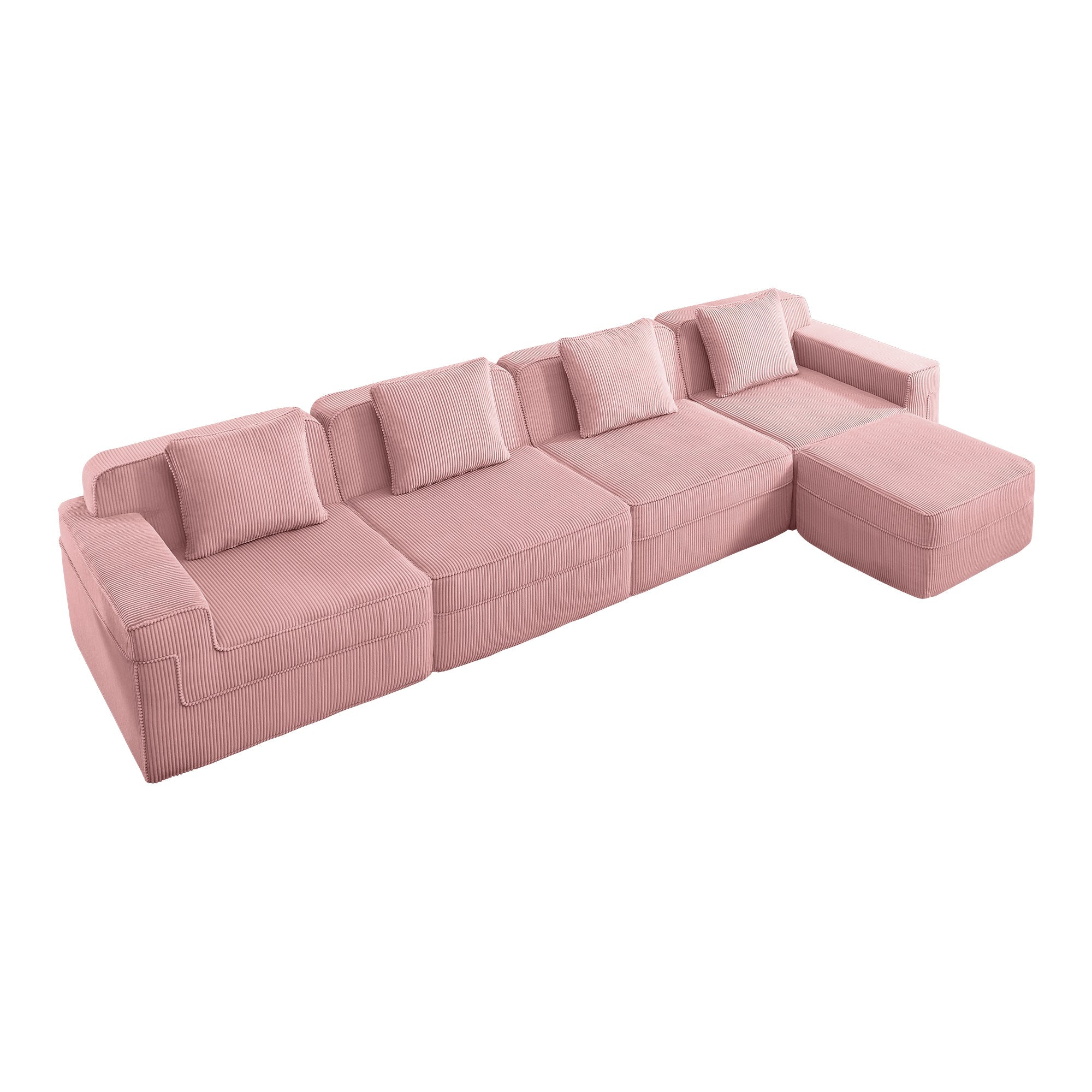 Hudson 4-Seat Boneless Couch in Pink #OttOnly_1 #Color_Pink