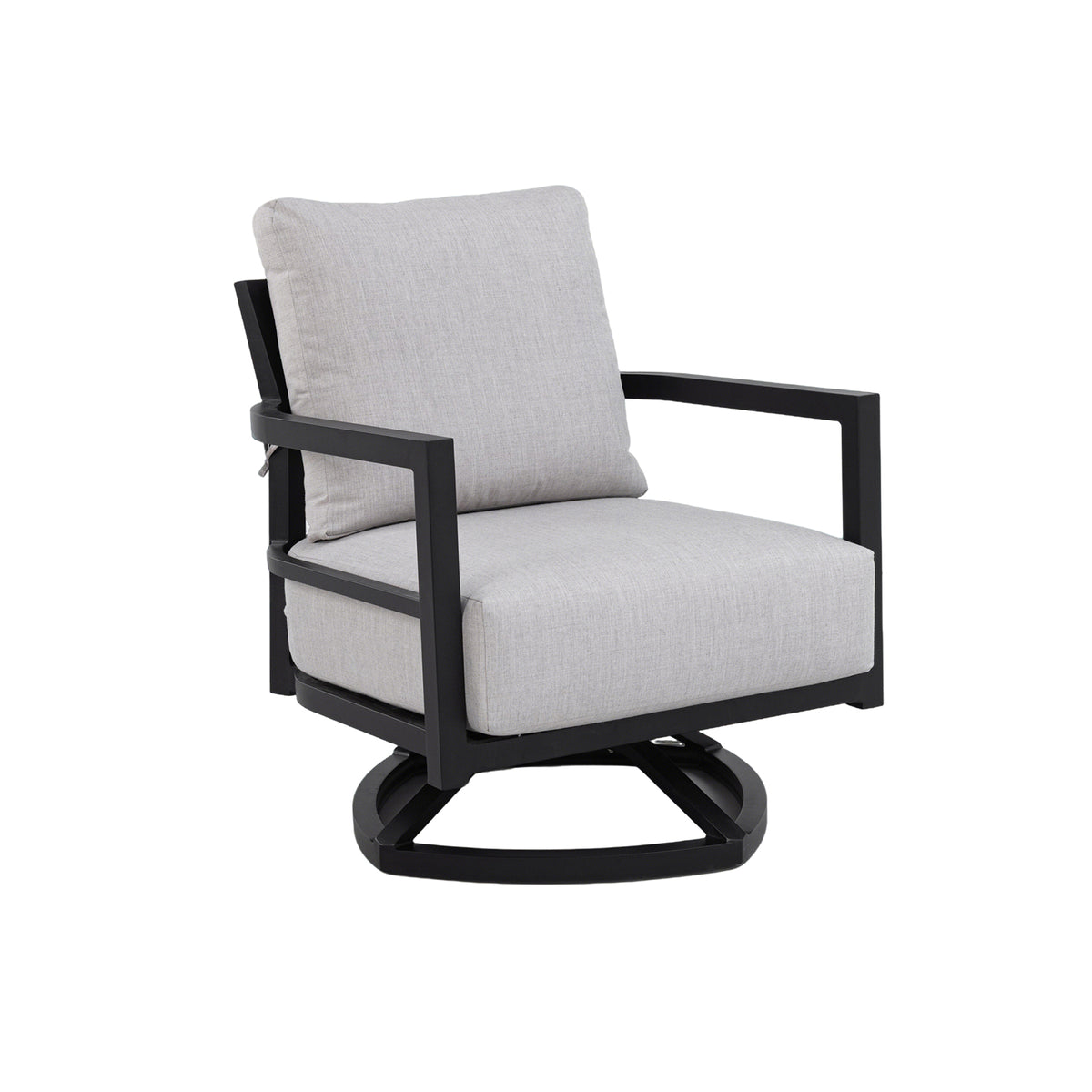Black Aluminum Outdoor Swivel Chair with Cushions