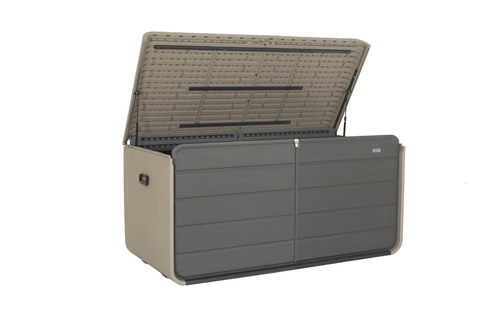 260 Gallon Gray Resin Deck Box with Wheels
