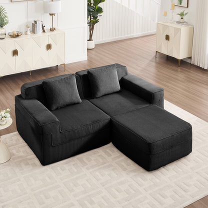 Boneless Couch – 2 Seater with Ottoman, Black