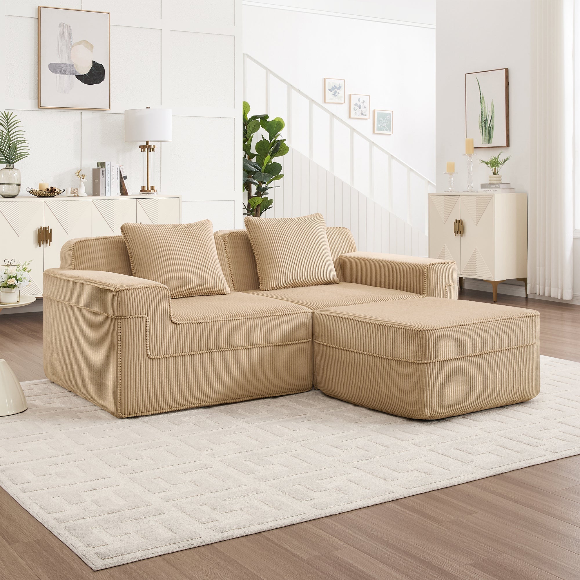 Hudson 2-Seat Boneless Couch in Camel #OttOnly_1 #Color_Camel