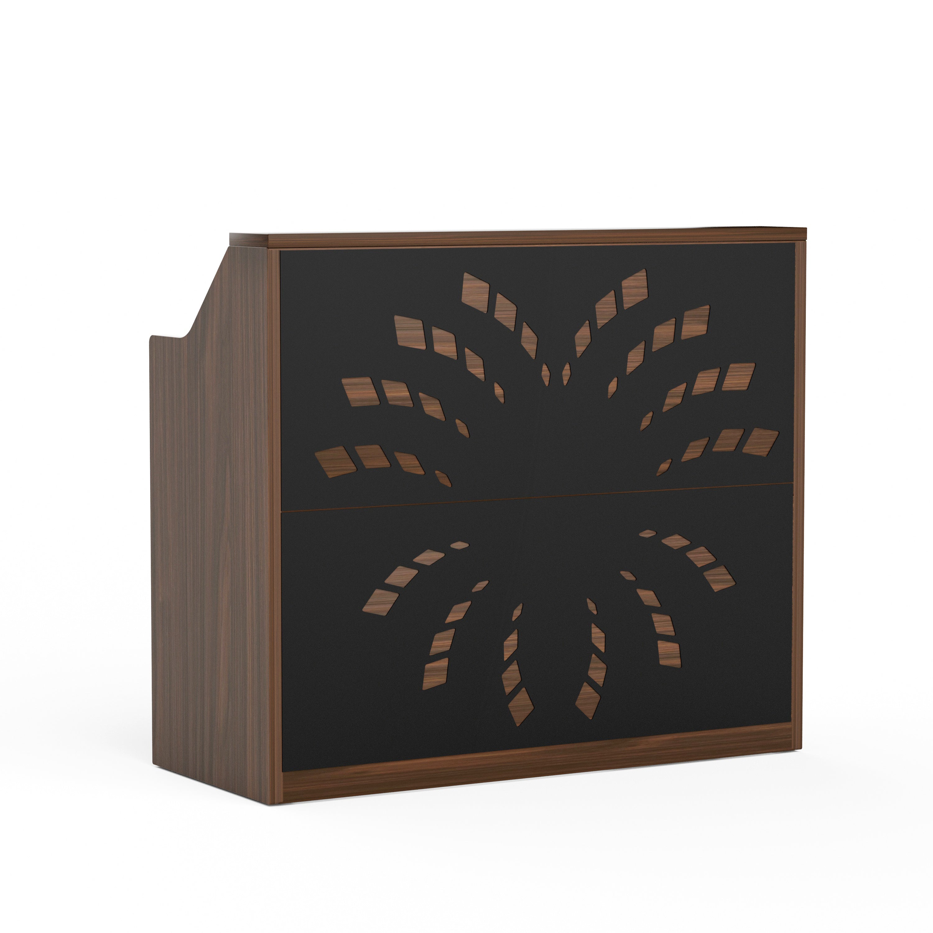 Modern Reception Desk with Lock, 46.5 in, Walnut