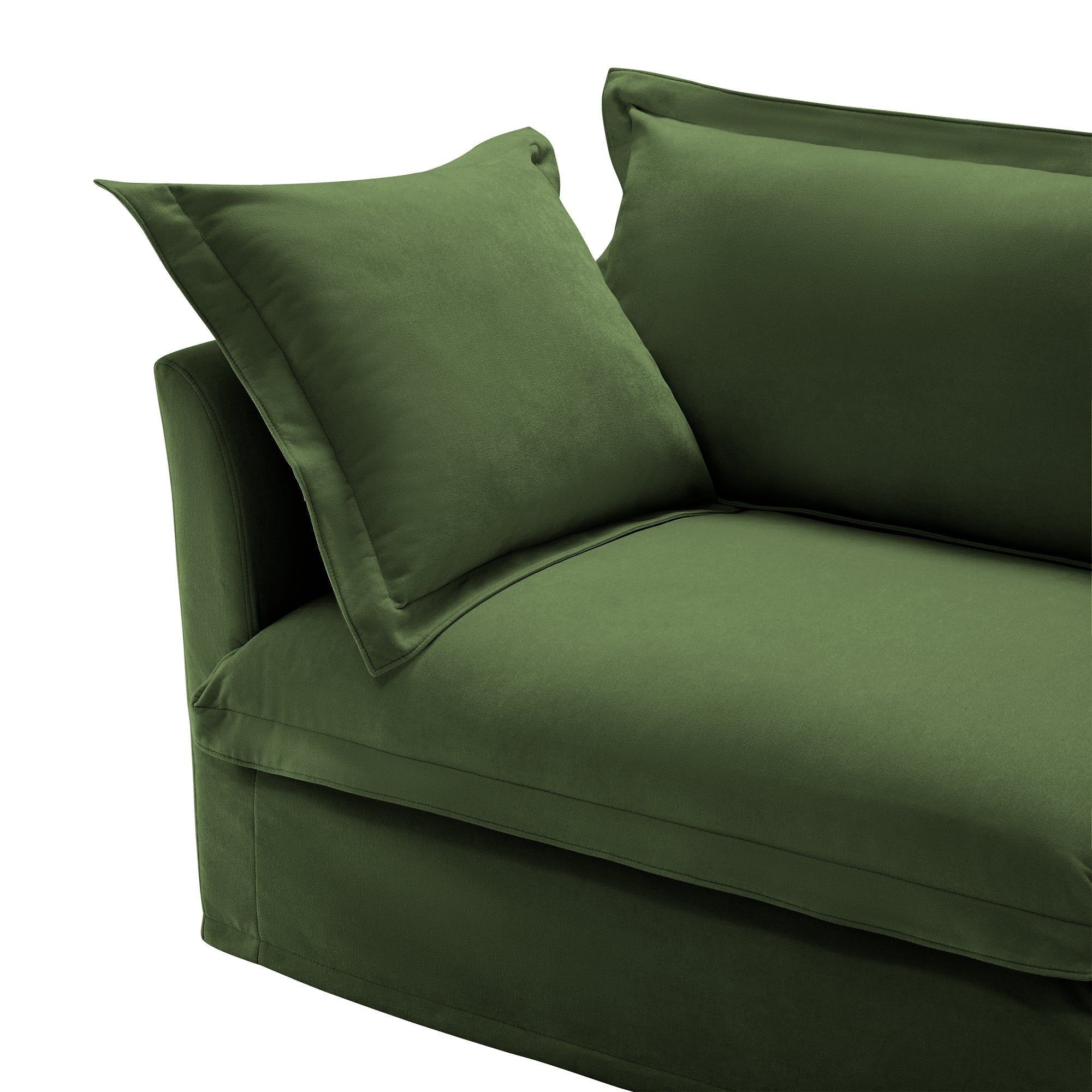 Fluffy 4-Seat Modular Sofa in Chenille Olive #Fabric_Chenille Olive