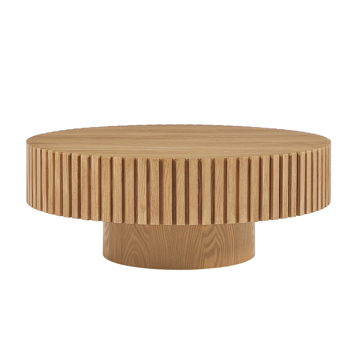Natural Round Coffee Table, 35.4 in, 13.6 in Tall