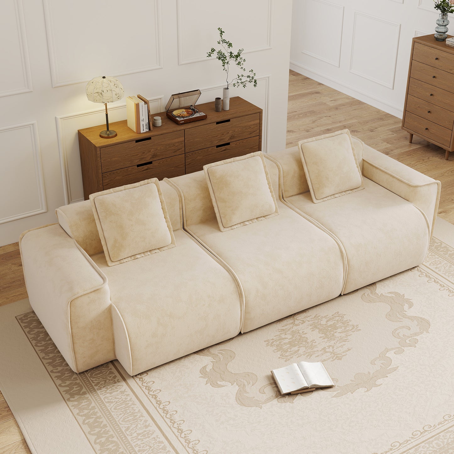 Seneca Boneless Couch - 3 Seater, Camel
