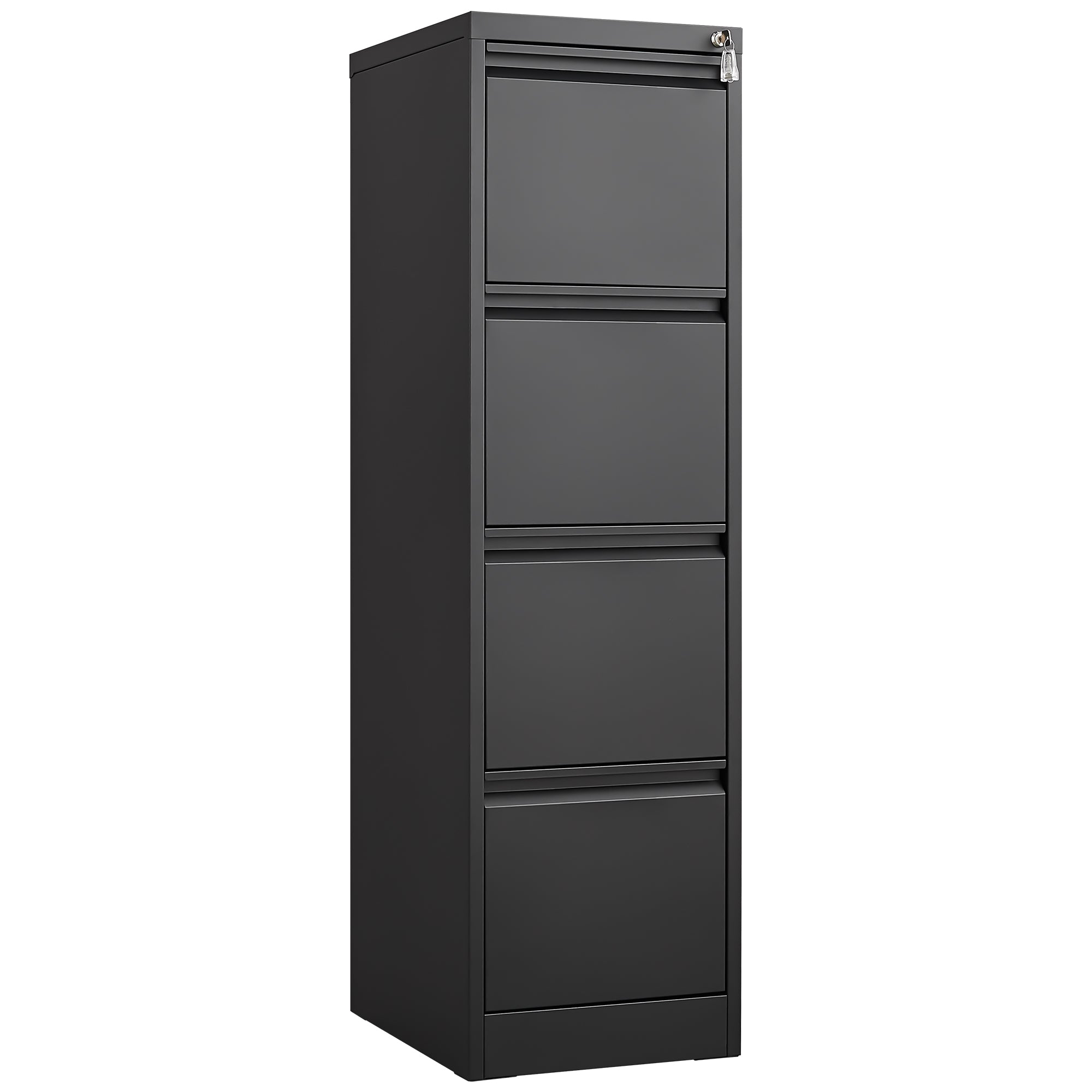 Vertical File Cabinet with Drawers and Lock, Filing Cabinet, 14.7 in, Black