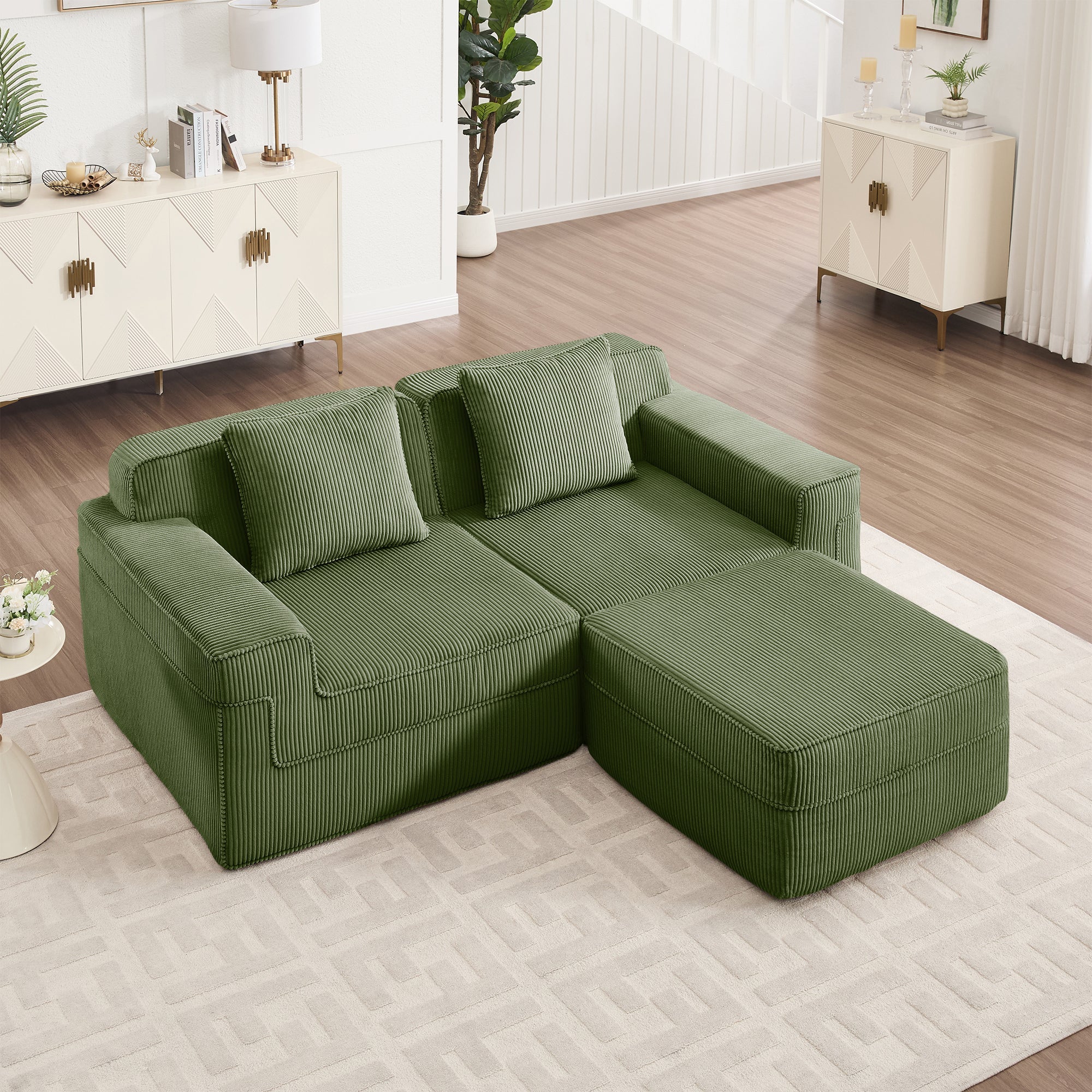 Hudson 2-Seat Boneless Couch in Olive #OttOnly_1 #Color_Olive