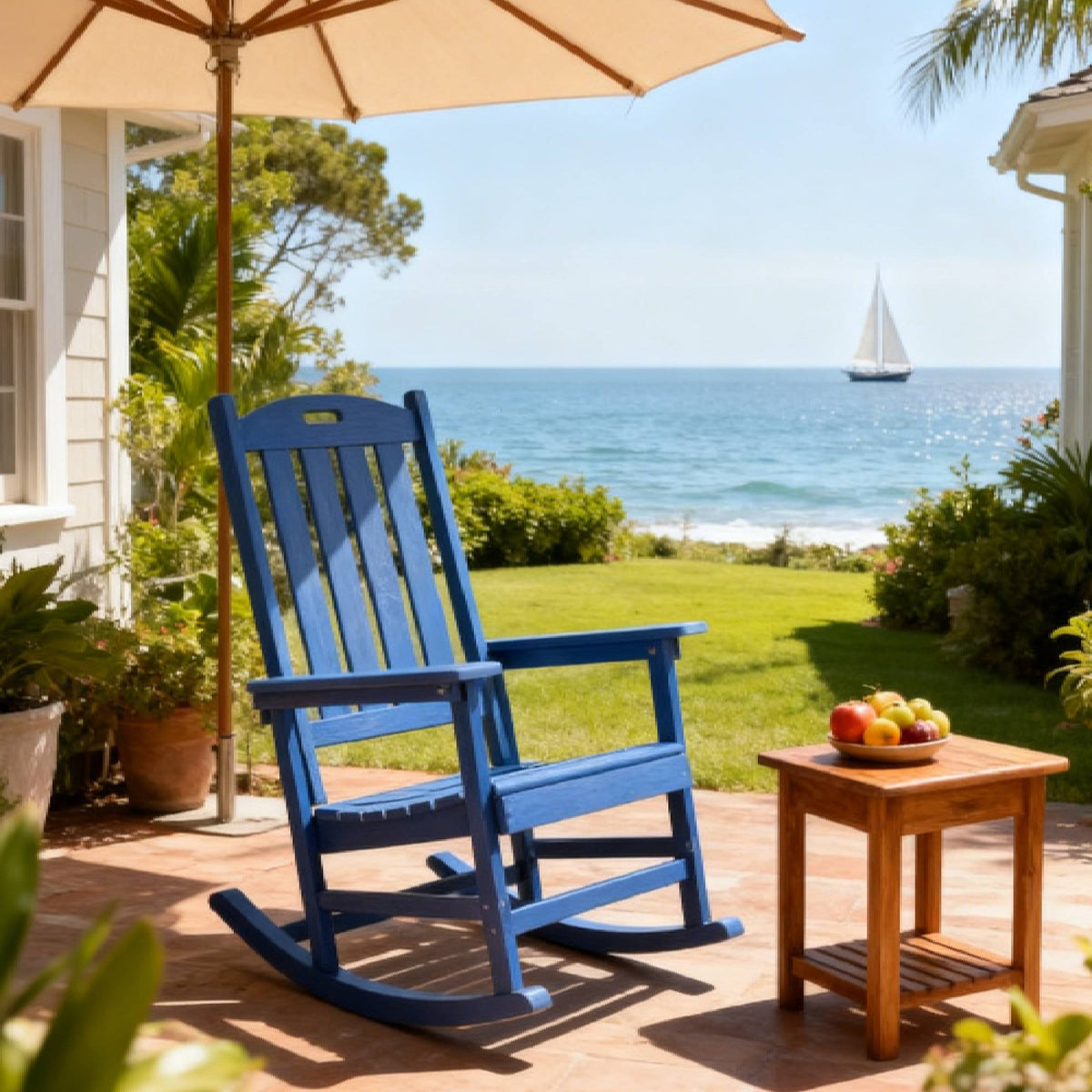 Navy Blue Outdoor Rocking Chair