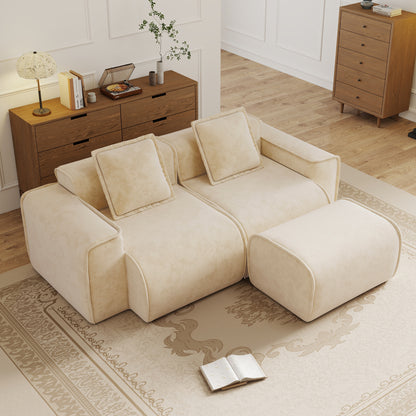 Seneca Boneless Couch - 2 Seater, 1 Ottoman, Camel