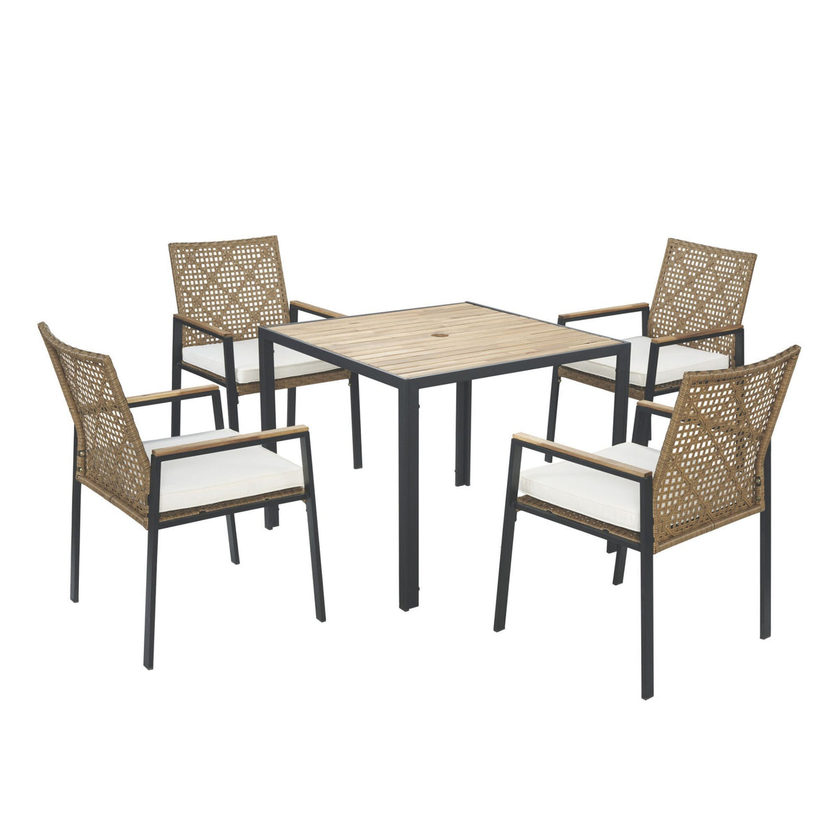 Yellow Patio Dining Set with Umbrella Hole