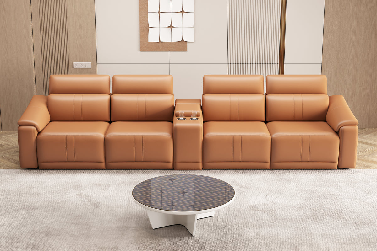 Brown Power Reclining Sectional with Storage, 147.5 in Wide