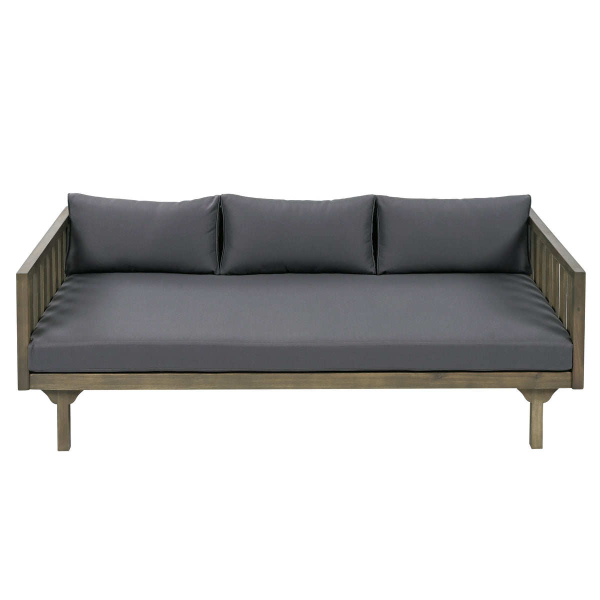 Gray Solid Wood Outdoor Daybed with Cushions
