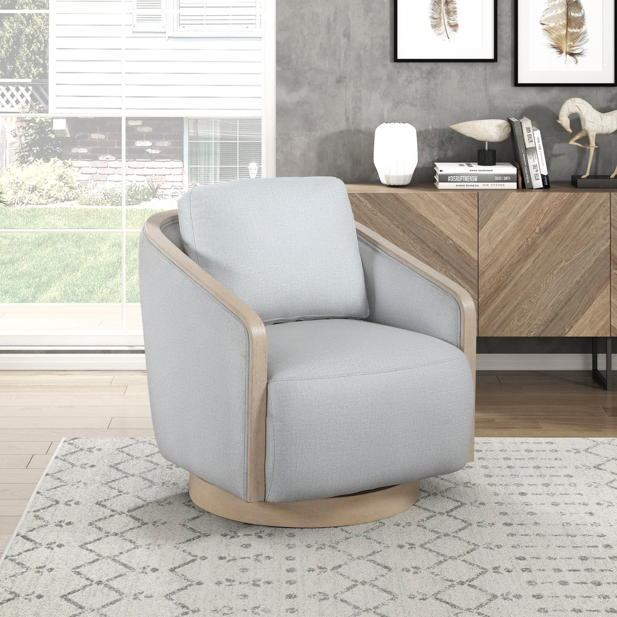Gray Swivel Accent Chair, 29 in Wide