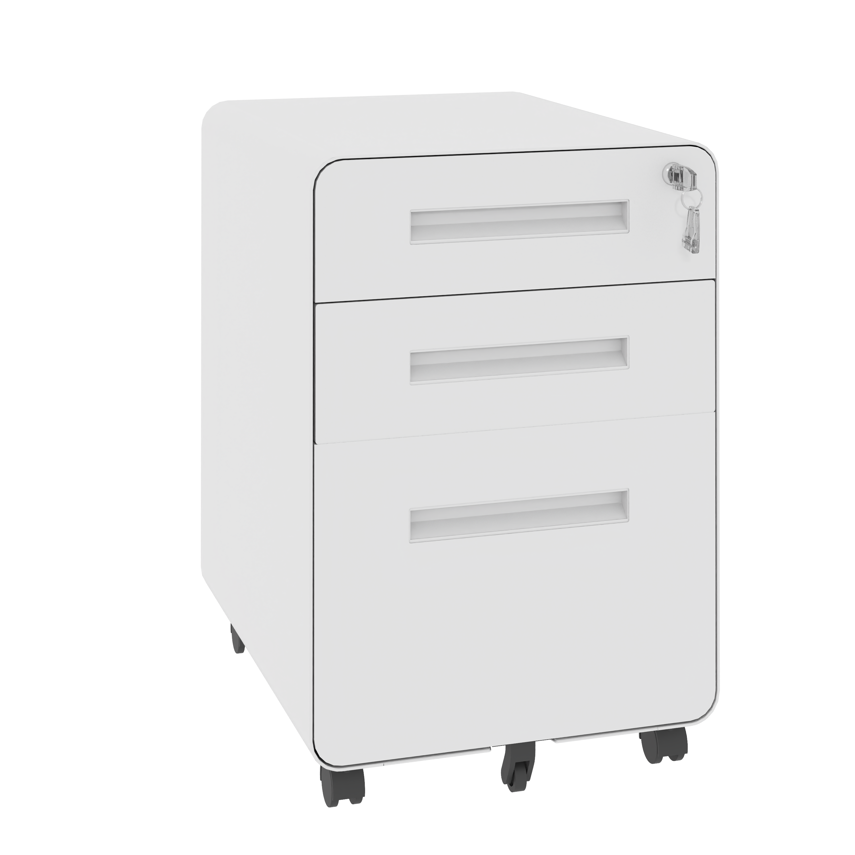 Rolling File Cabinet with Drawers and Lock, Filing Cabinet, 22.8 in, White