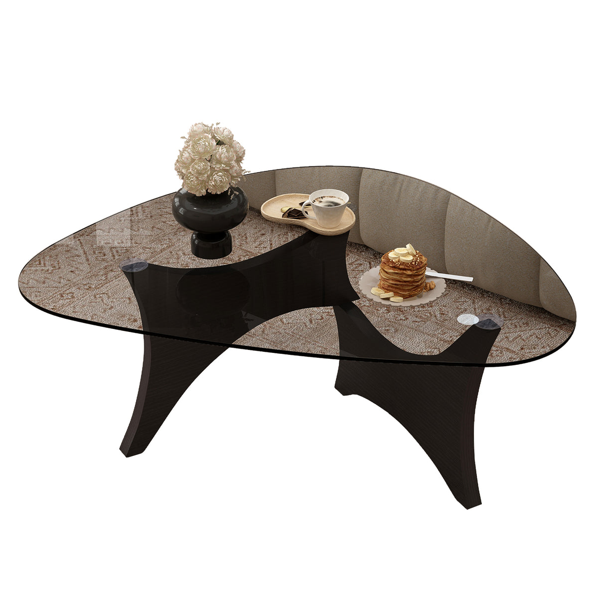 Black Glass Top Coffee Table, 32.3 in