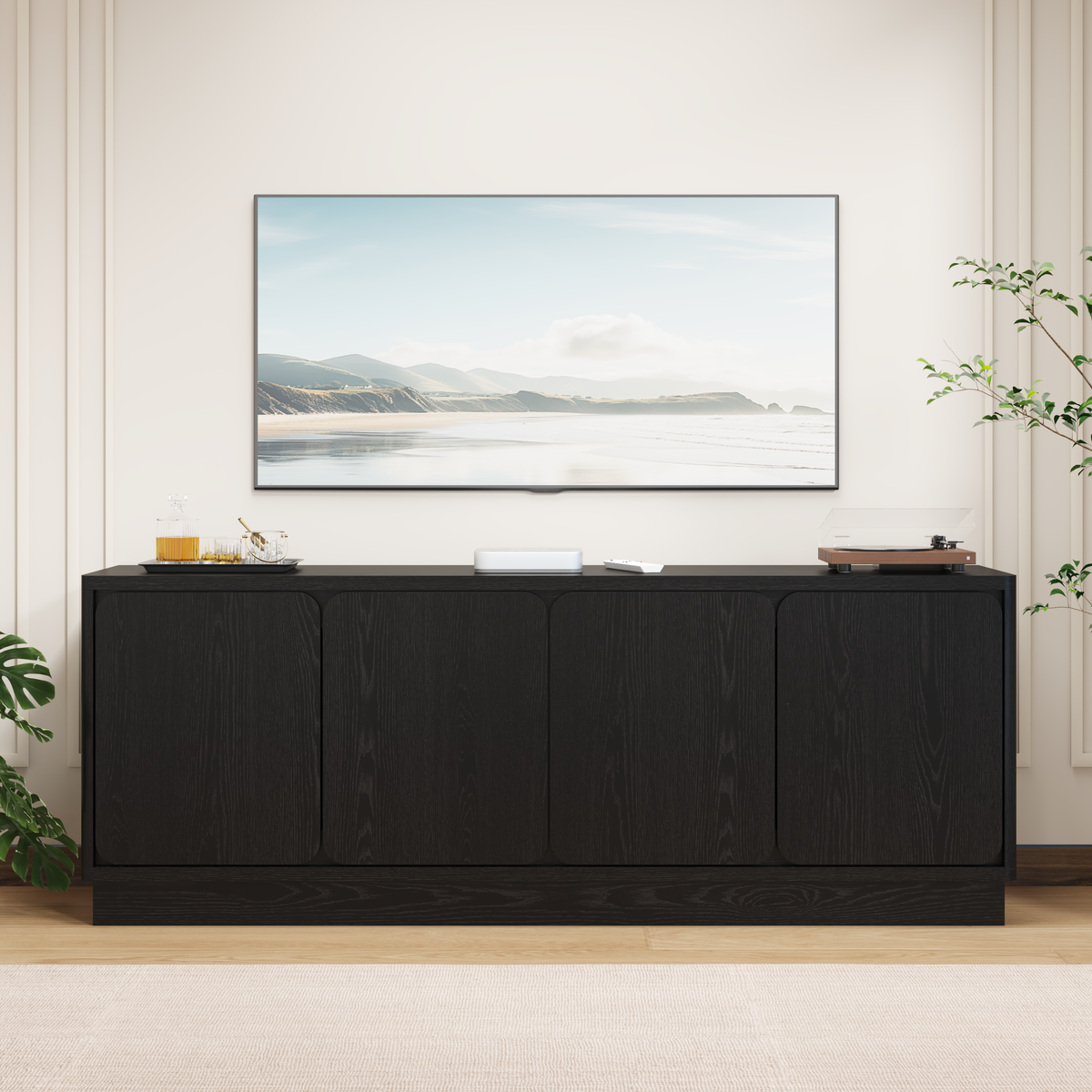 Black TV Stand, 63 in Wide