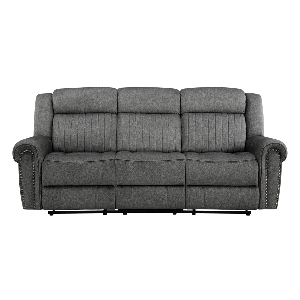 Charcoal Microfiber Reclining Sofa, 89 in Wide, 38 in Deep
