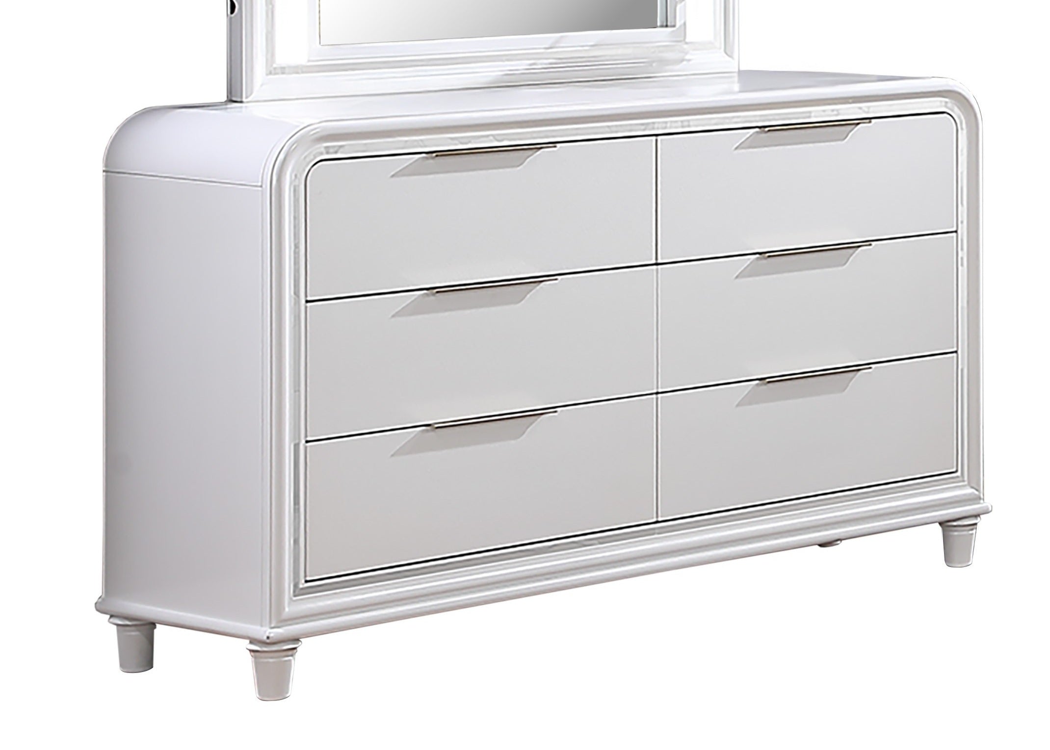 White 6-Drawer Dresser, 62 in Wide Bedroom Storage