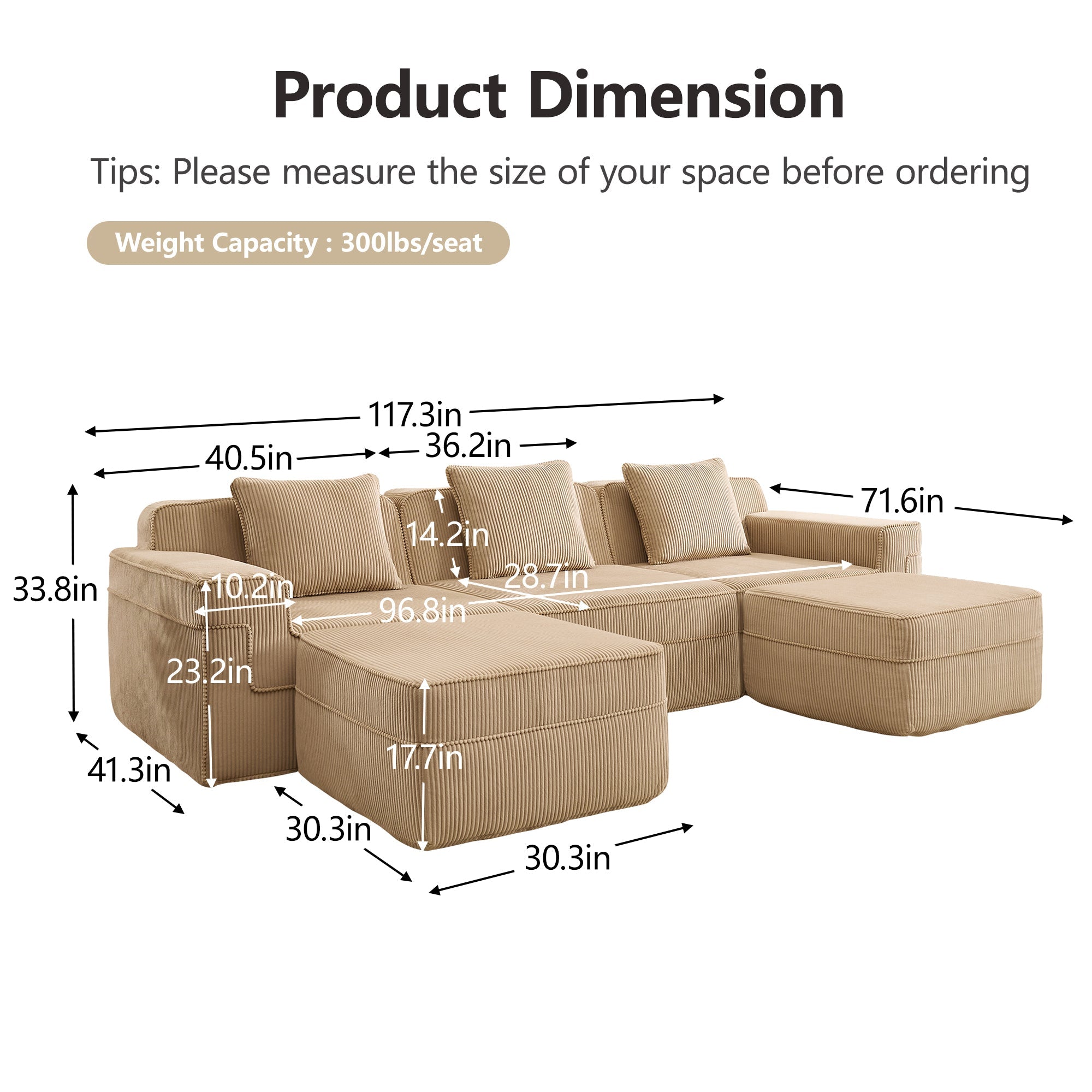 Hudson 3-Seat Boneless Couch in Camel #OttOnly_2 #Color_Camel