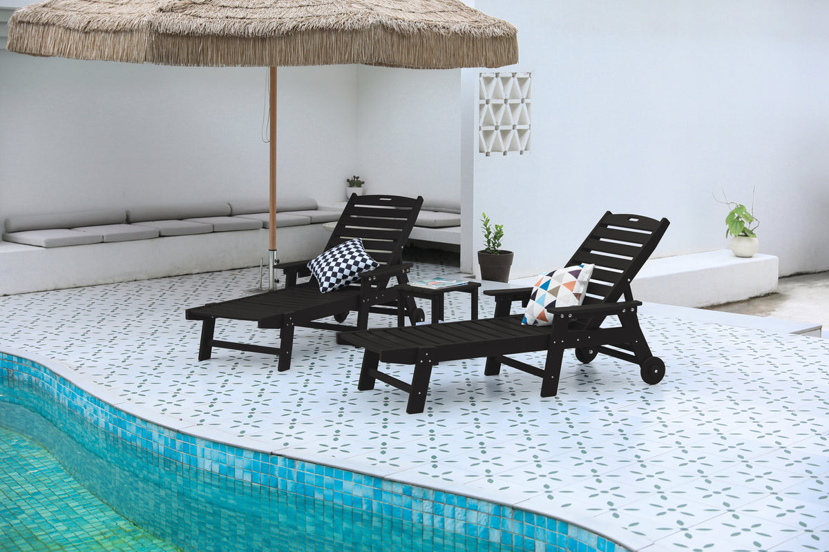 Black HDPE 3-Piece Patio Lounge Set