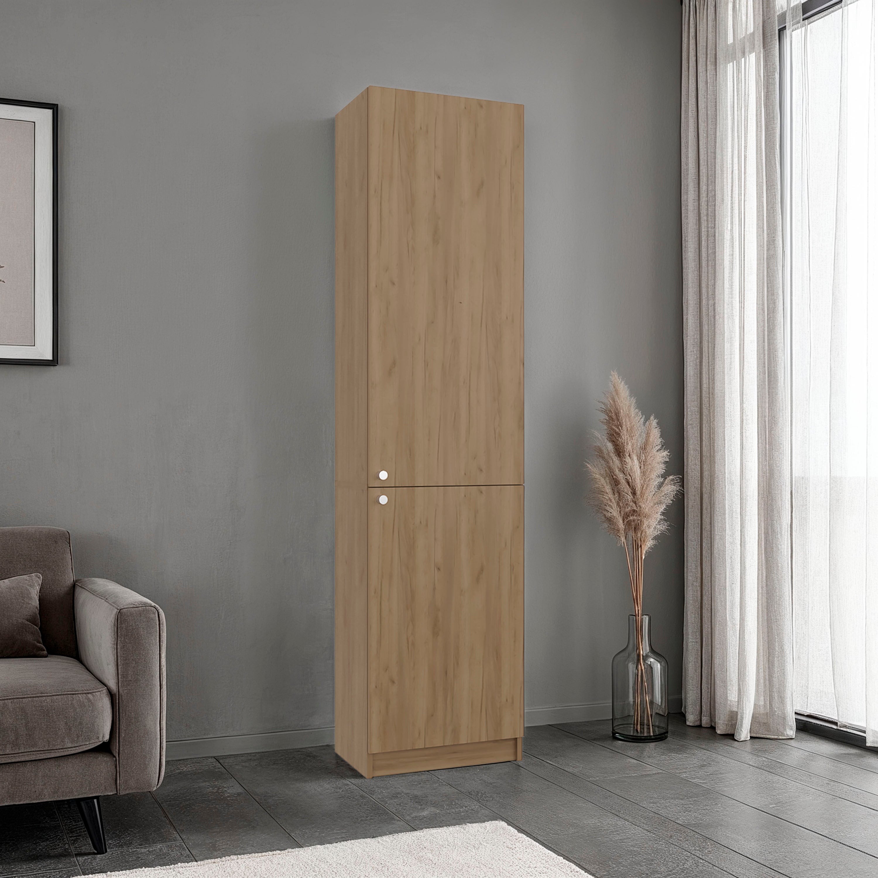 Vertical Storage Cabinet, 17.7 in, Natural, 5 or More Shelves