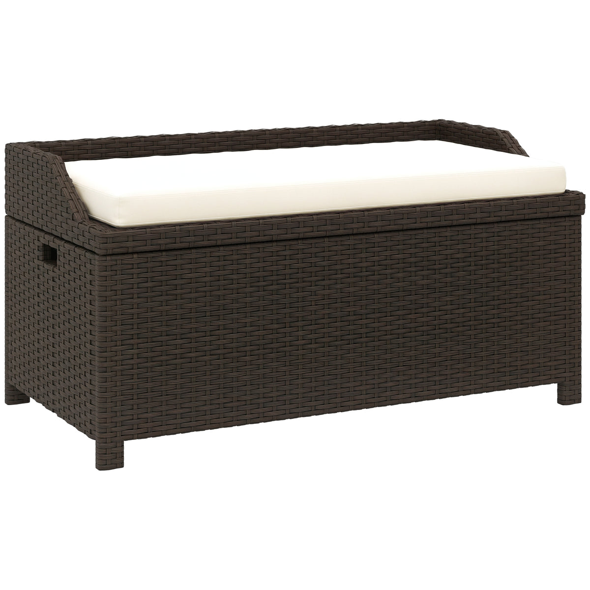 Cream White Wicker Outdoor Storage Bench, 40.3 in Wide