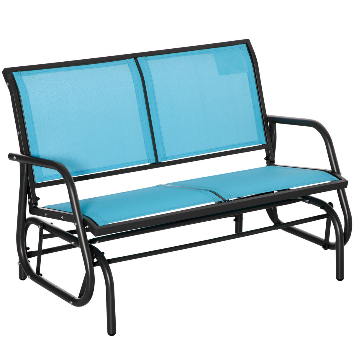 Blue Metal Outdoor Glider Bench