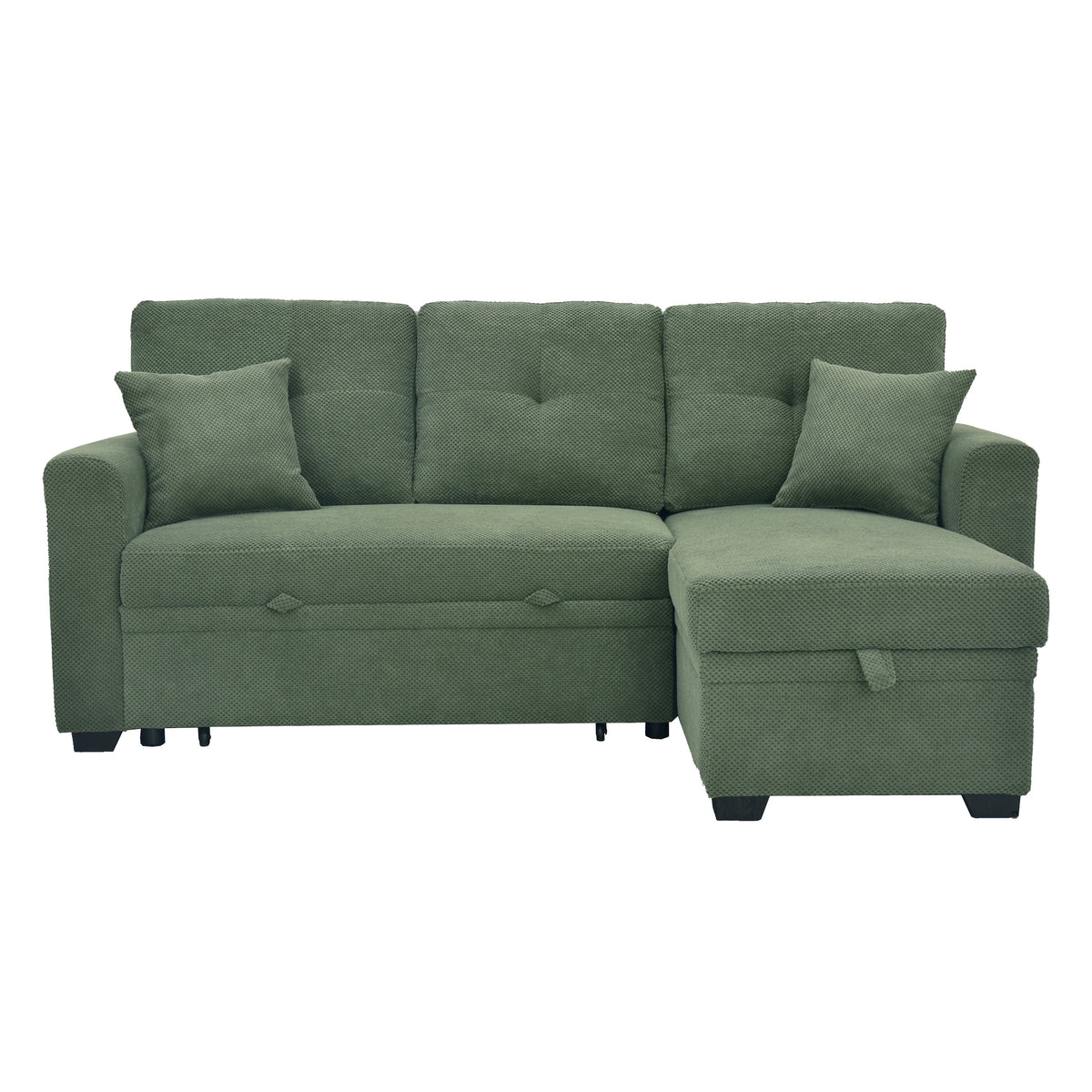 Dark Green Sleeper Sectional with Chaise, 71 in Wide