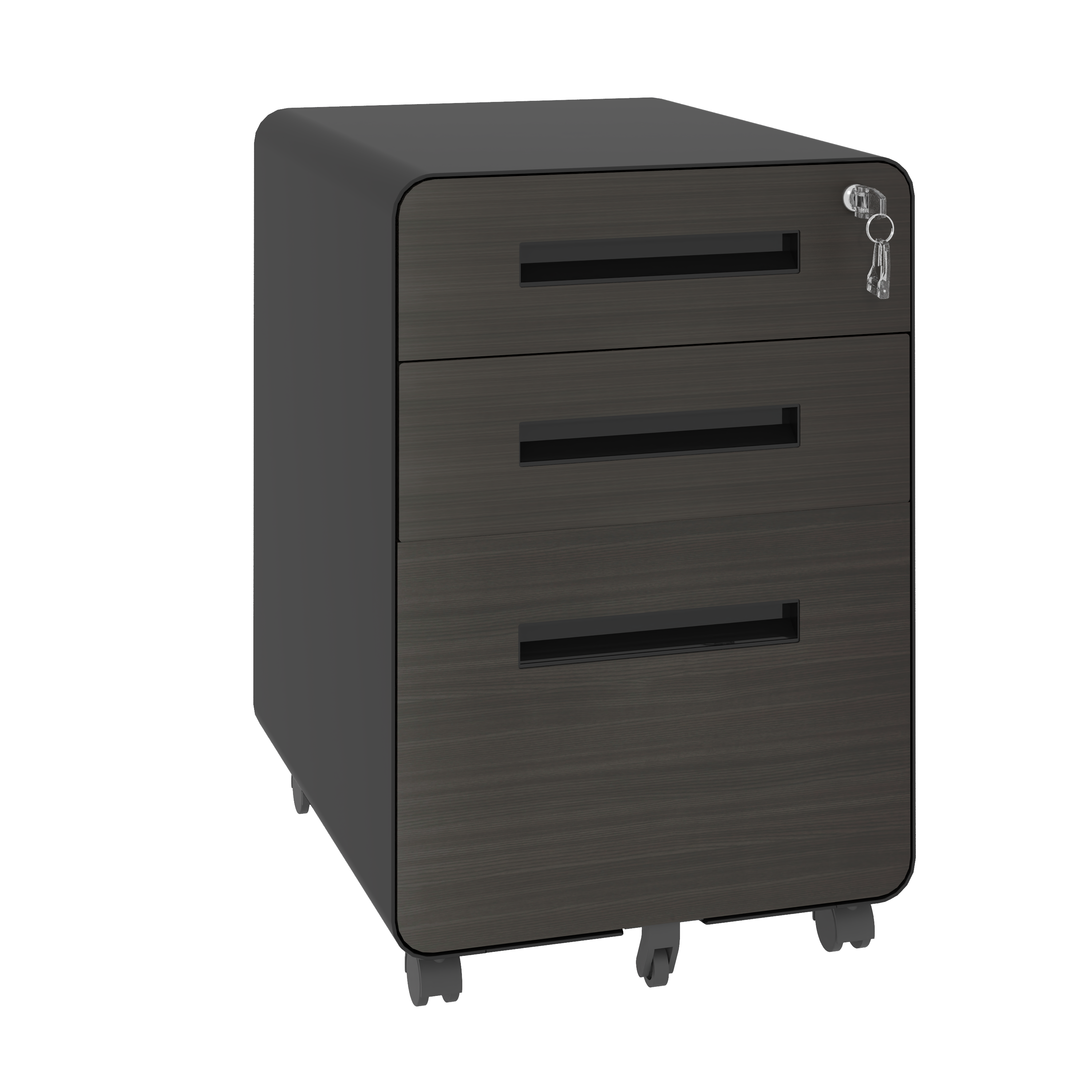 Rolling File Cabinet with Drawers and Lock, Filing Cabinet, 22.8 in, Black