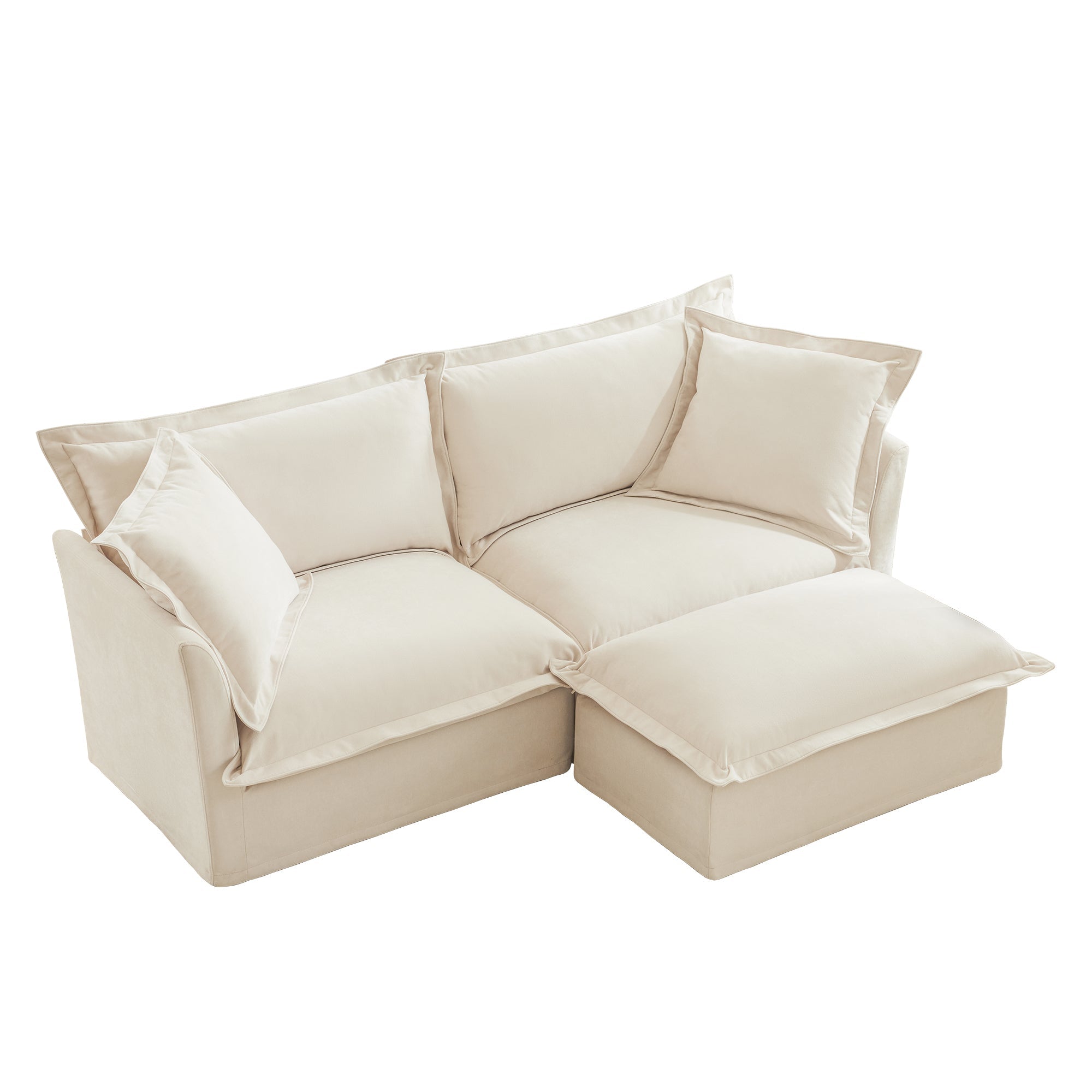 Fluffy 2-Seat Modular Sofa in Chenille Cream #OttOnly_1 #Fabric_Chenille Cream