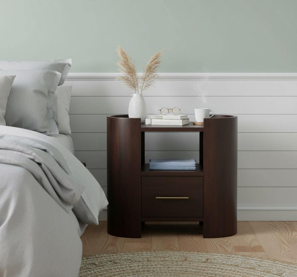 Fully Assembled Solid Mango Wood Nightstand, 1 Drawer
