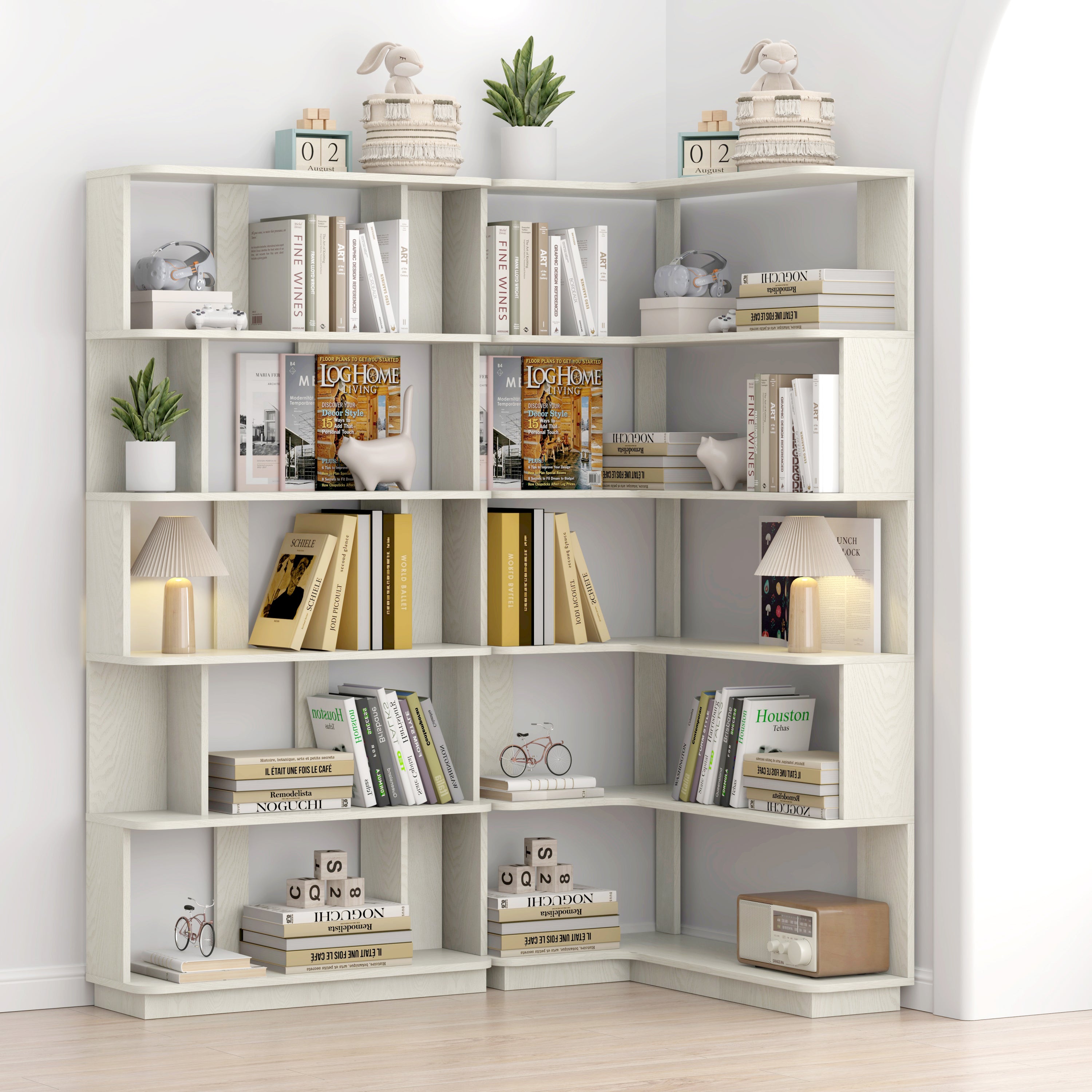 Bookcase, 66.9 in, Oak, 5-Shelf