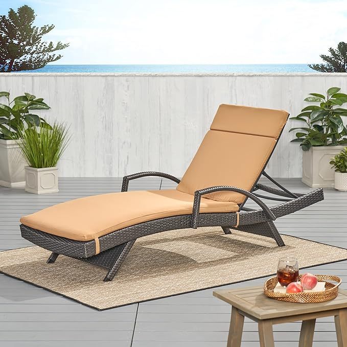 Caramel Outdoor Chaise Lounge Cushion, Set of 2