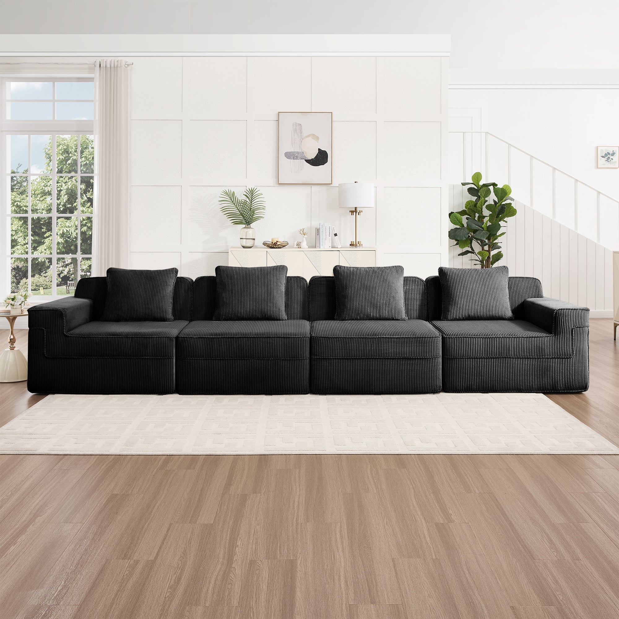Hudson 4-Seat Boneless Couch in Black #OttOnly_0 #Color_Black